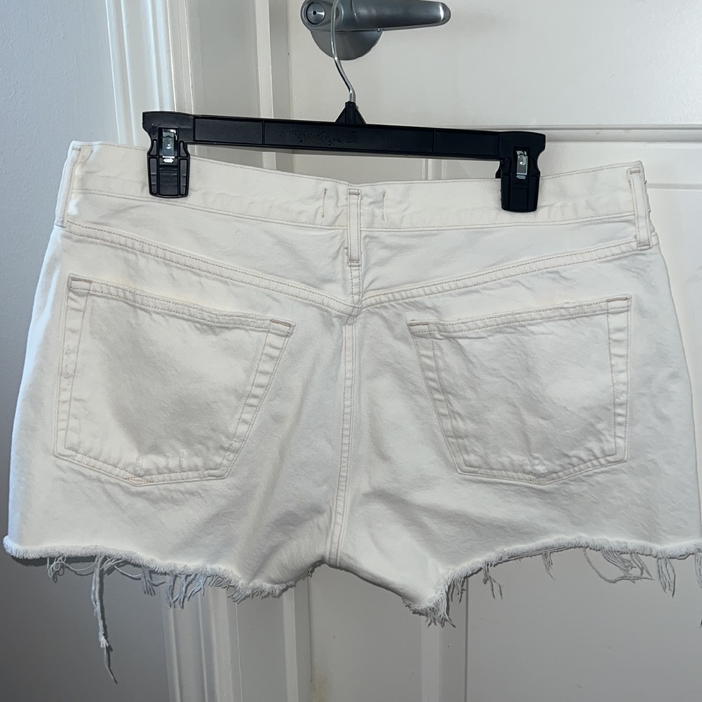 Agolde Parker Cut-Off Denim Shorts in White Size 31 - Picture 3 of 4